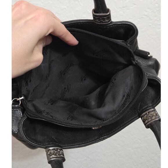 Fossil Leather Shoulder Bag Purse Handbag Black 3 Compartment‎ Lined CLEAN - Picture 13 of 14